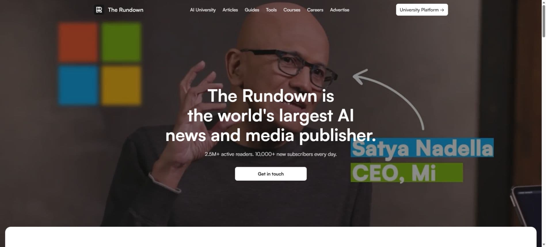 The Rundown AI's current advertising page