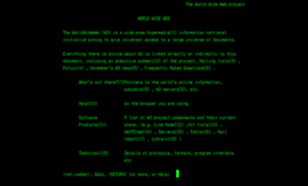 CERN's restored version of the first World Wide Web project page