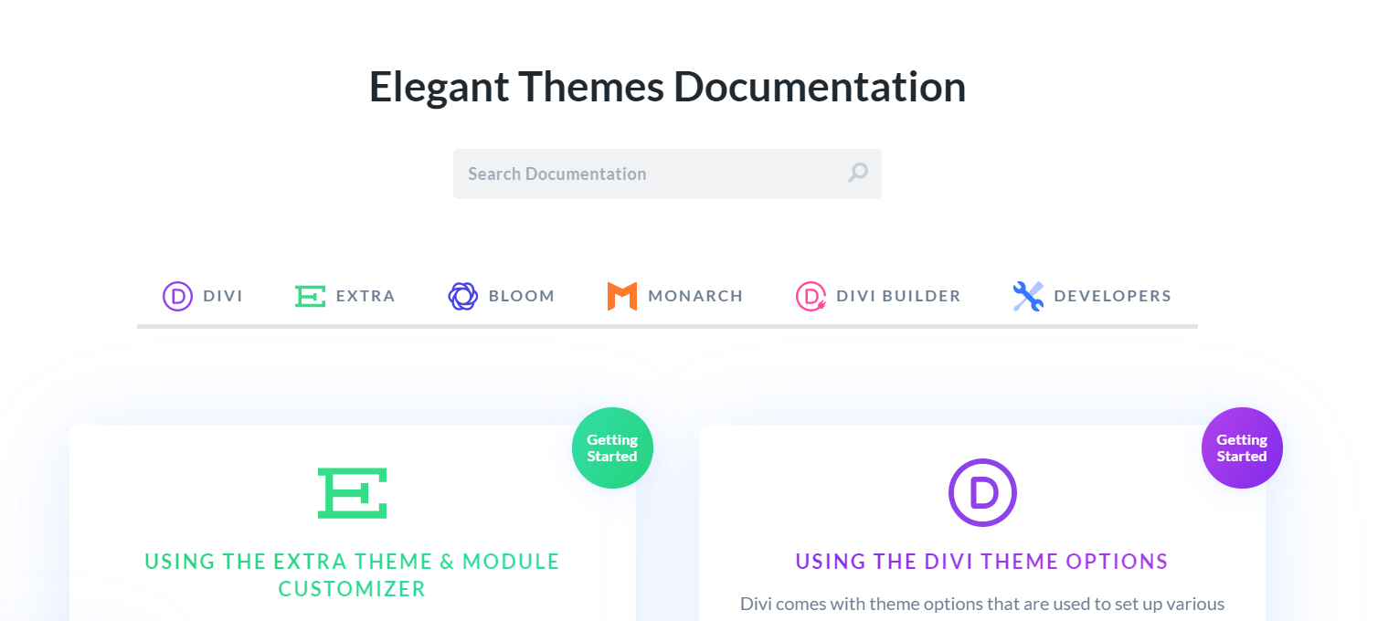 Elegant Themes documentation page