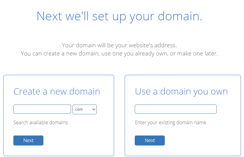 Create a new domain for your new WordPress website