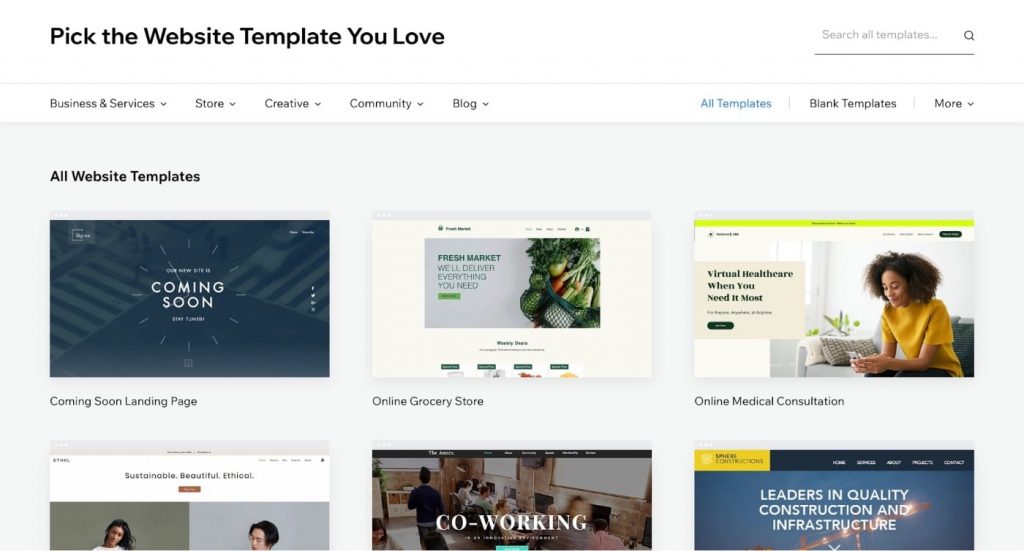WIX template library