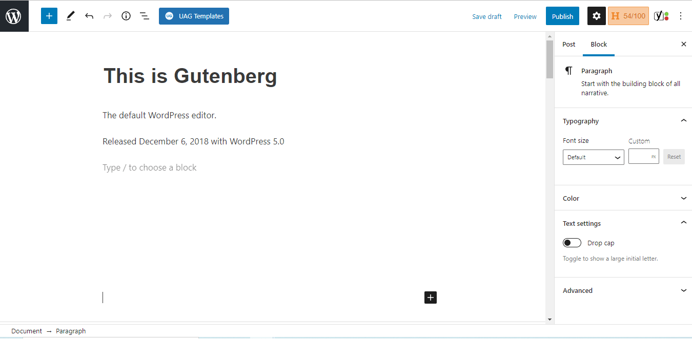 Default WordPress Editor - Gutenberg