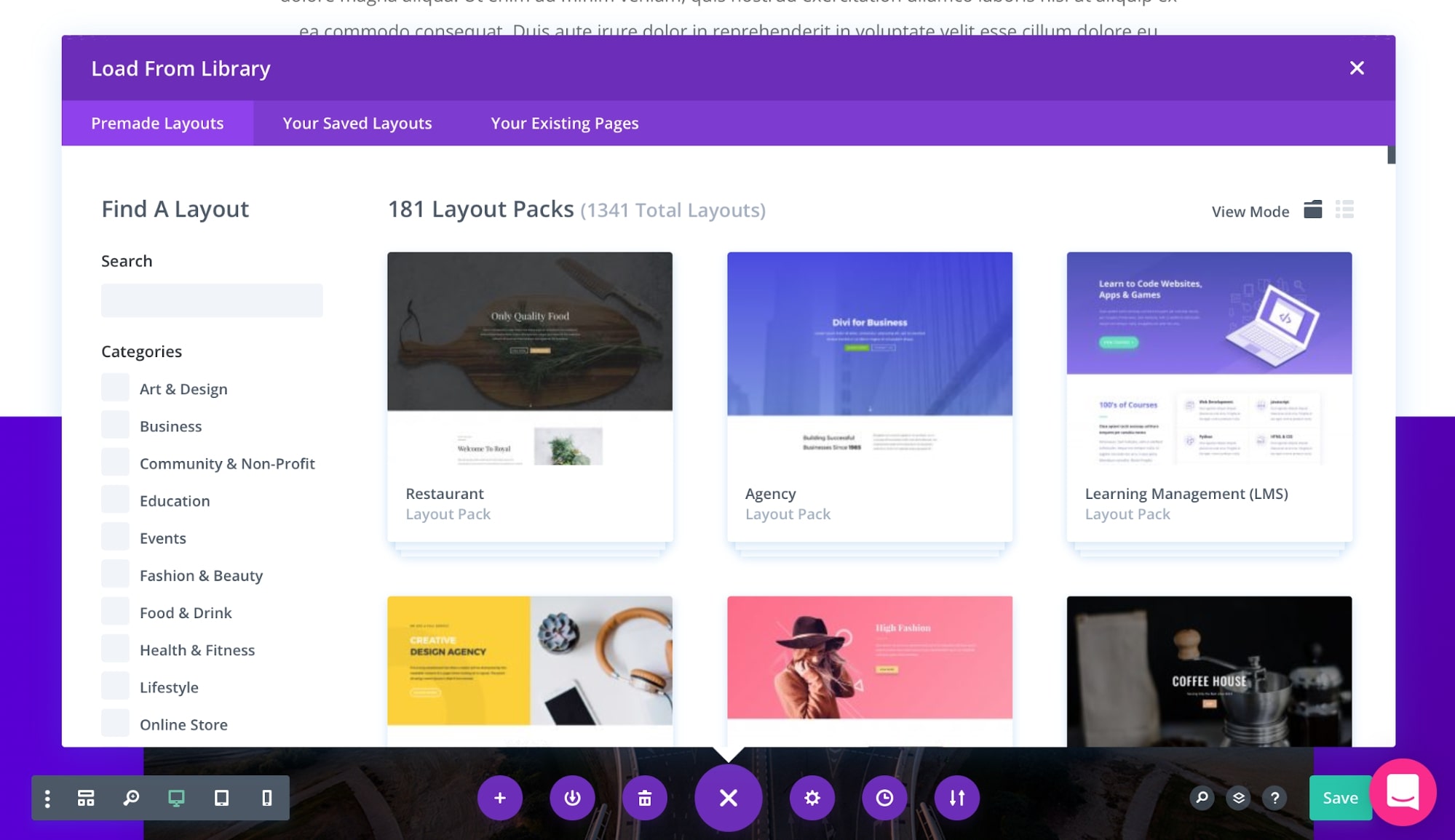 Divi Template Library