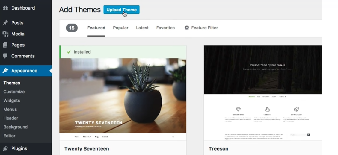Themes available in WordPress