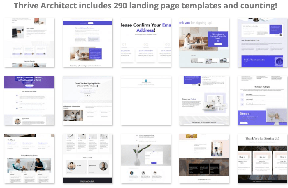 Thrive Architect templates overview