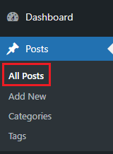 WordPress all posts section