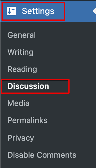 WordPress discussion settings section