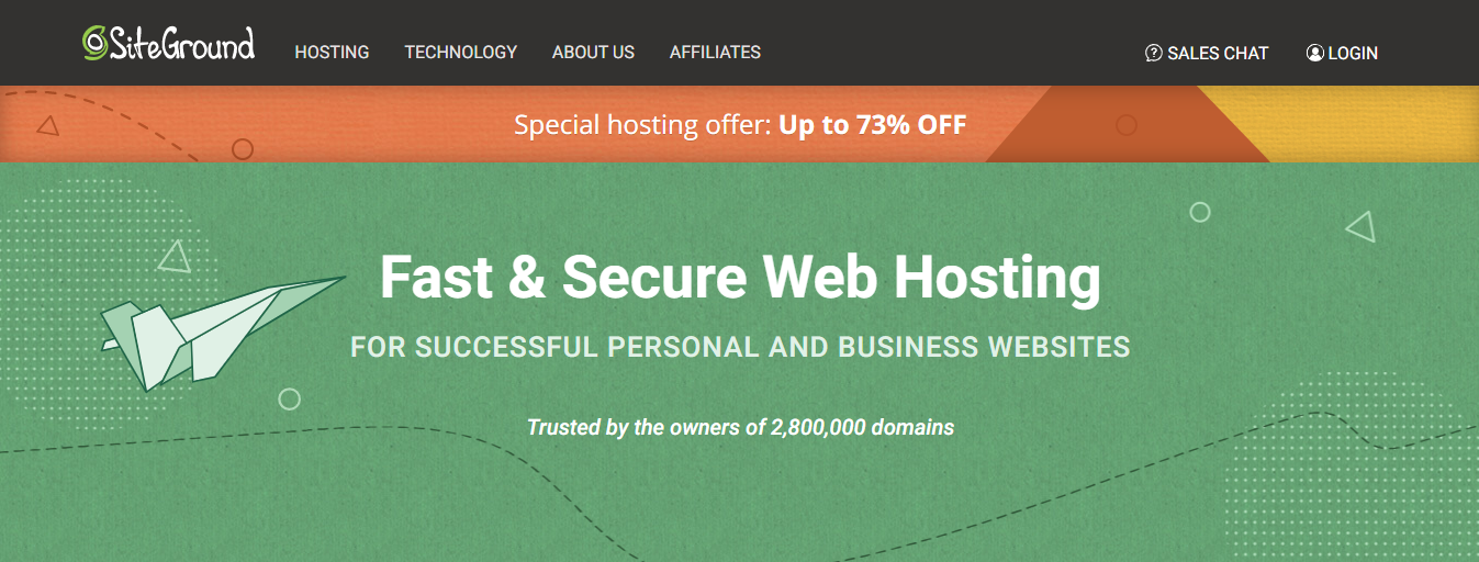 Siteground web hosting page