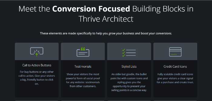 Thrive Architect conversion-focused building blocks