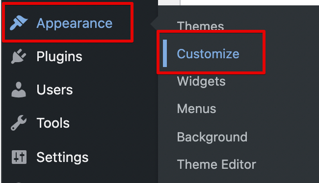 WordPress Customize button