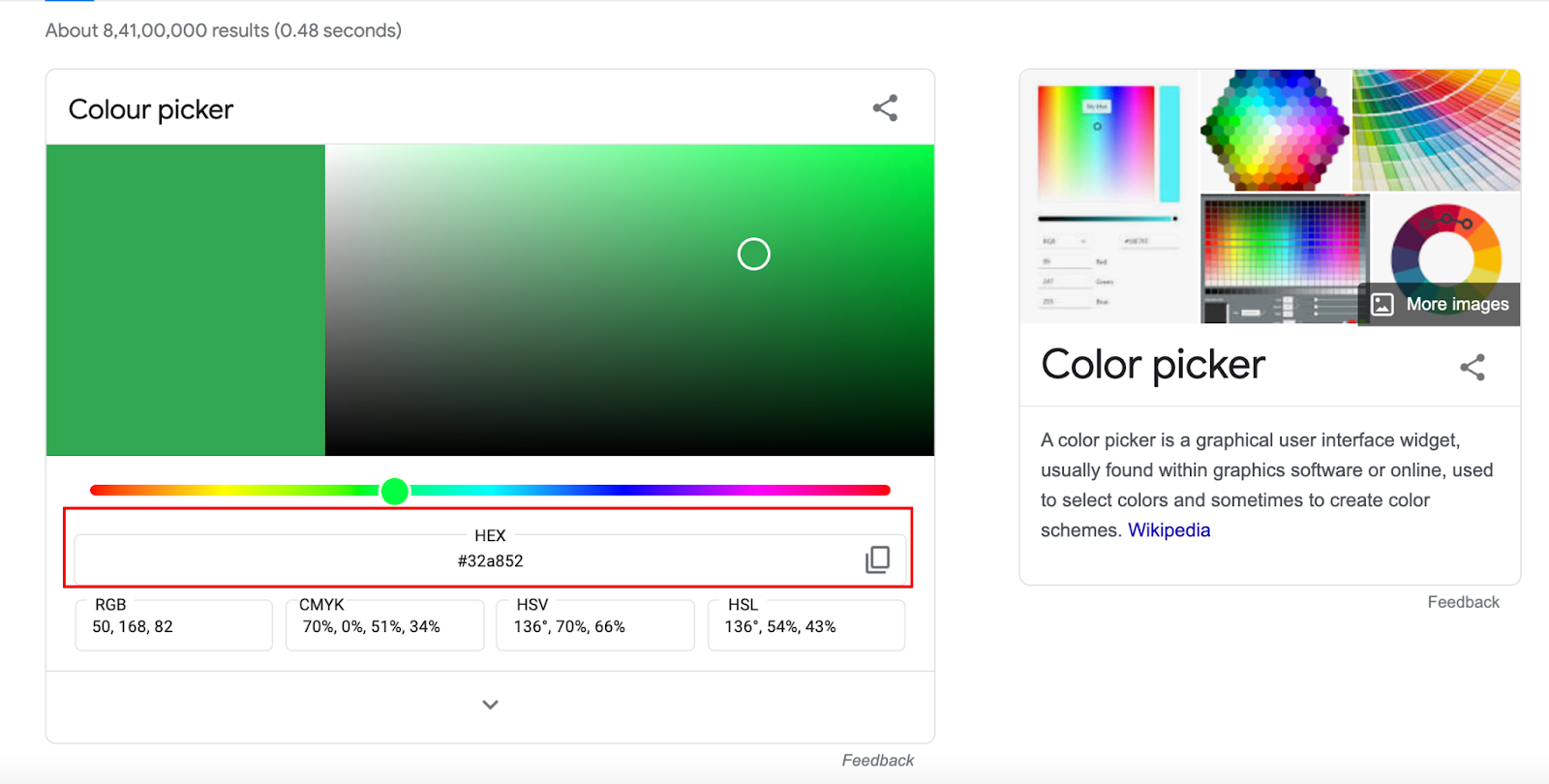 Google color picker tool