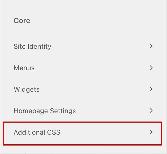 WordPress customizer core settings