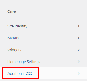 WordPress additional CSS settings