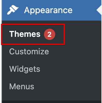 WordPress "Themes" button