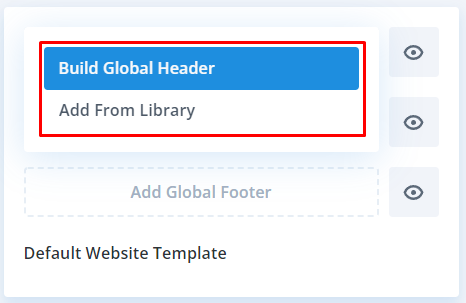 divi build global header and add form library options
