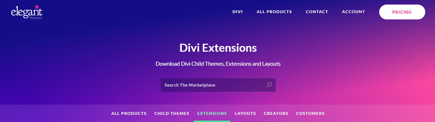 divi extensions page