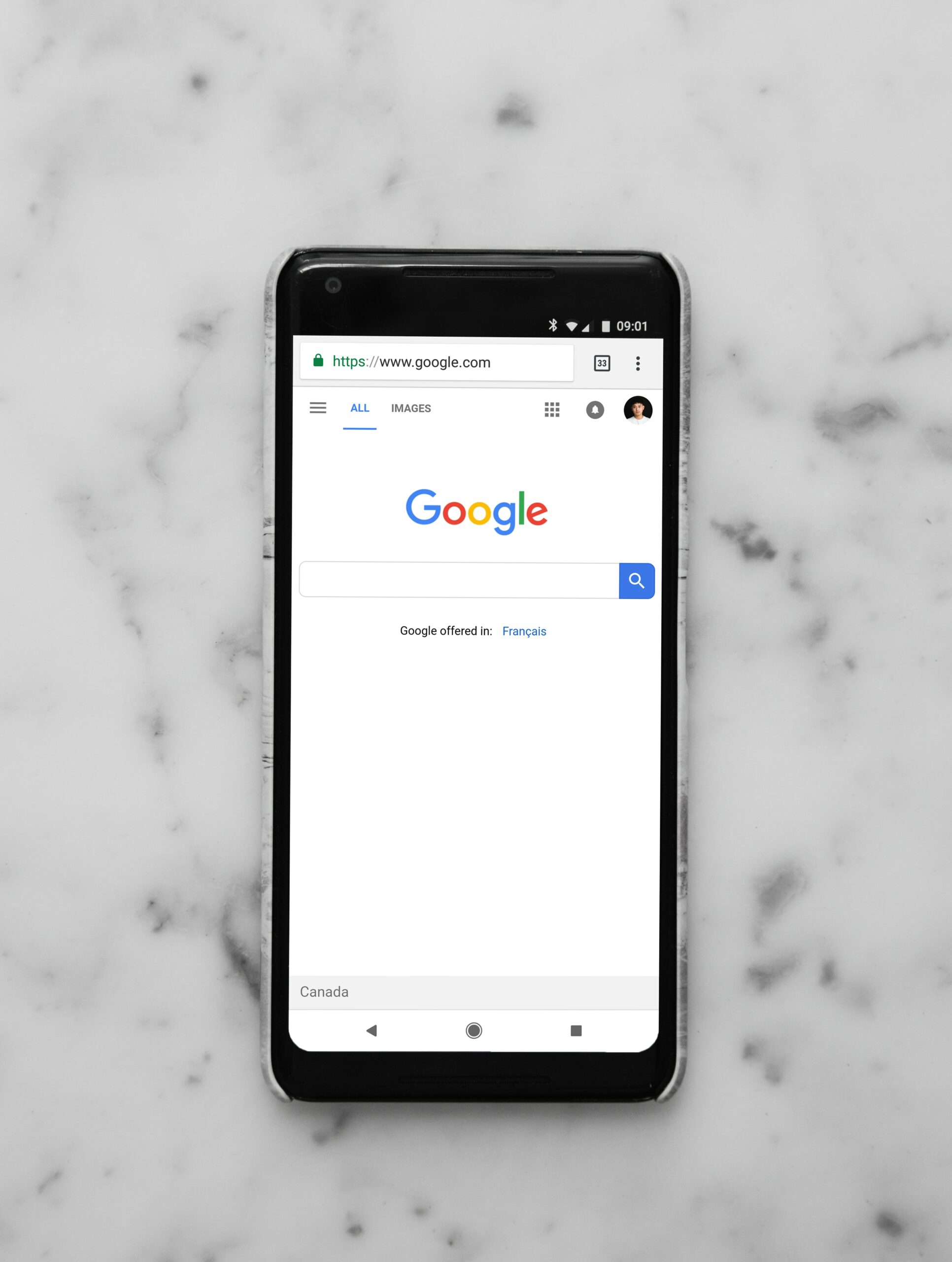 Google home screen on a cellphone