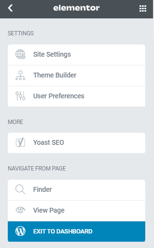 settings page builder elementor