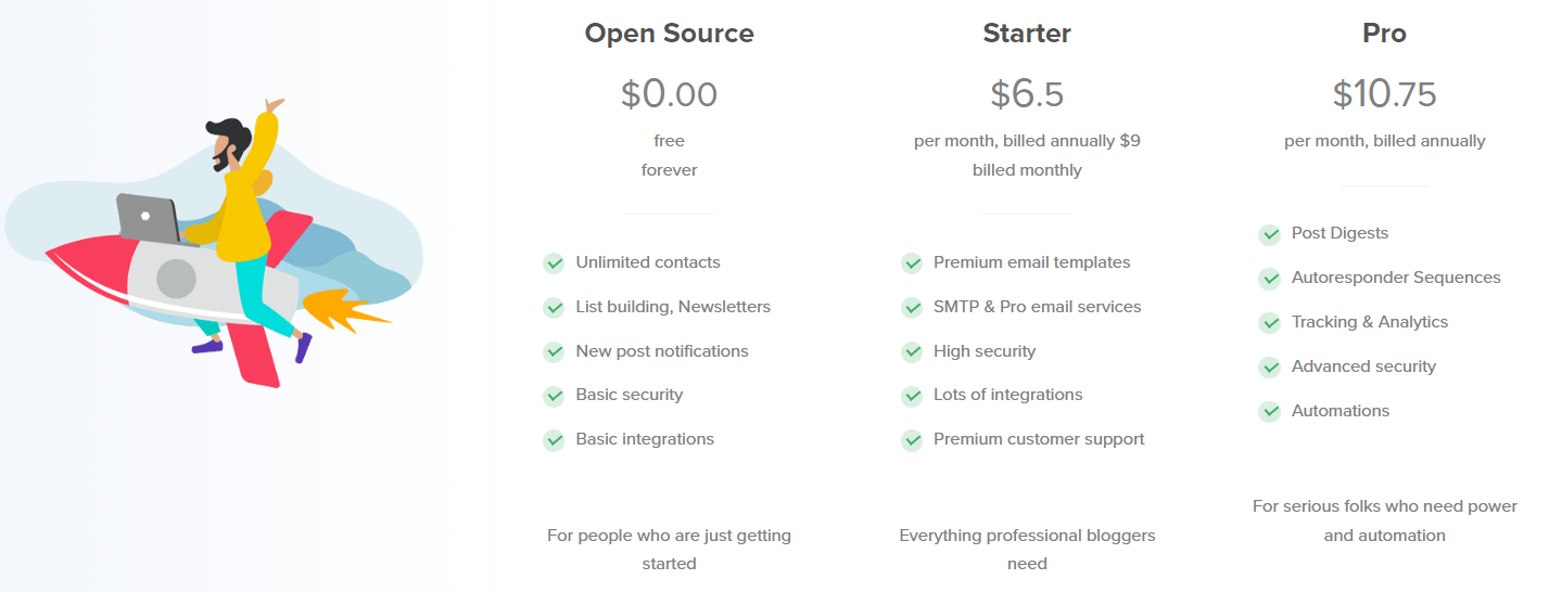 Email Subscribers & Newsletters pricing