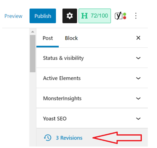 Revisions on WordPress post