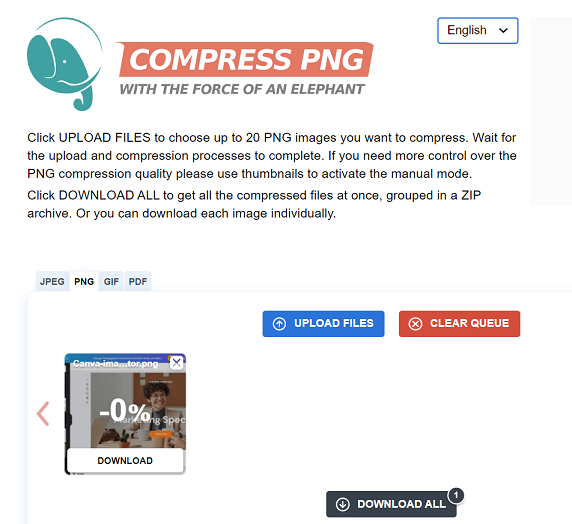 Compress PNG homepage