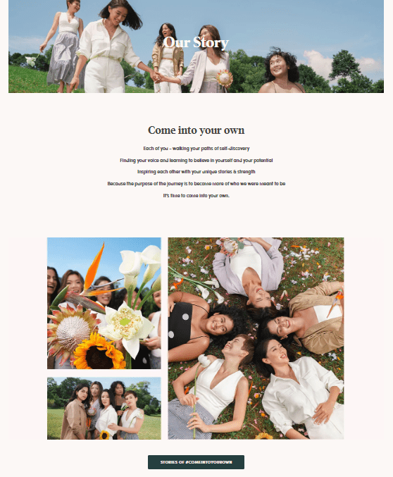 "Our Story" page on Love,Bonito website