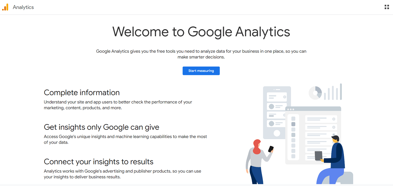 Google Analytic's homepage