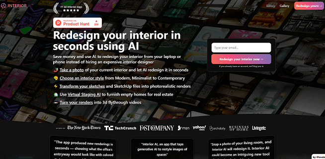 Interior AI homepage