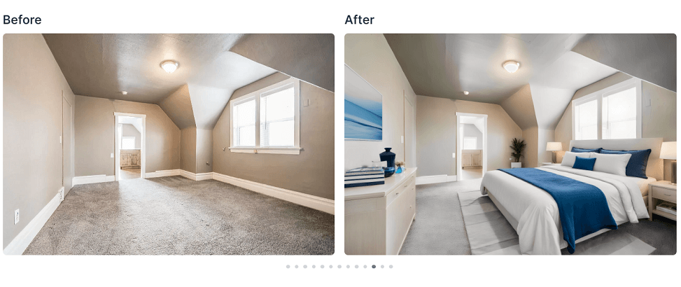 Bedroom Before and After Using Virtual Staging AI